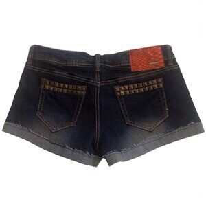 NEW Dollhouse The Sienna Dark Denim Rivet Low Rise Y2K Short Jean Shorts Size 7